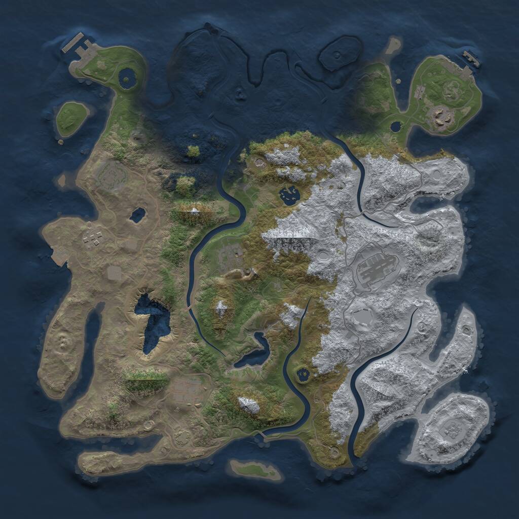 Rust Map: Procedural Map, Size: 4000, Seed: 21919, 13 Monuments