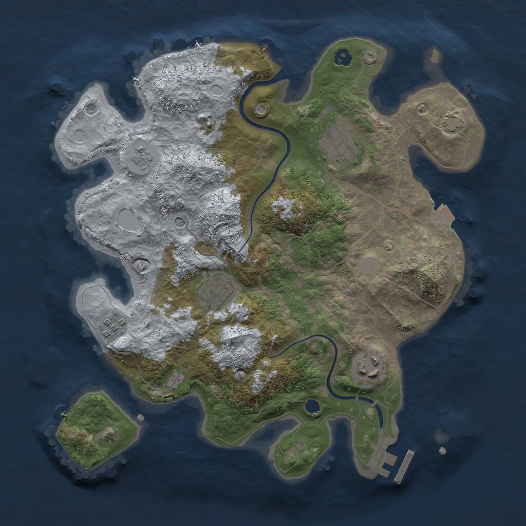 Rust Map: Procedural Map, Size: 3000, Seed: 675484, 9 Monuments