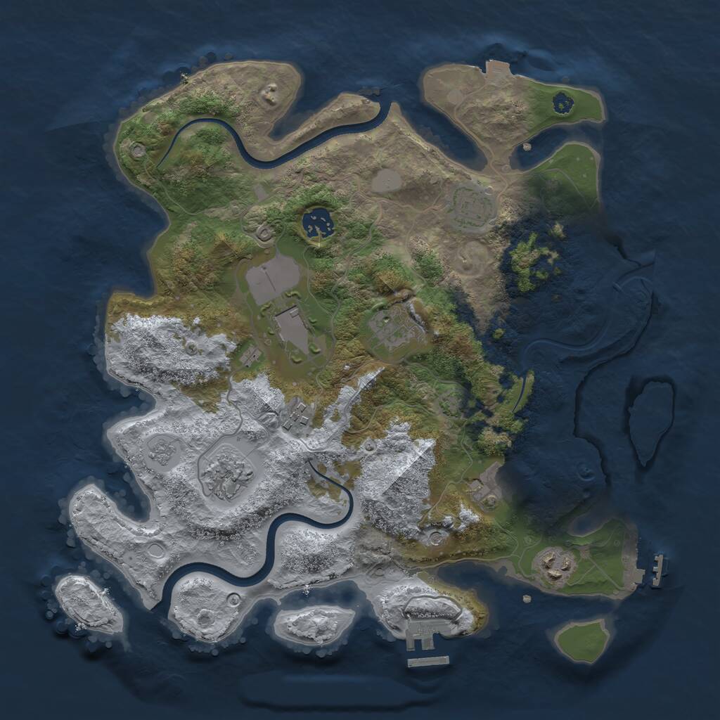 Rust Map: Procedural Map, Size: 3500, Seed: 3496984, 14 Monuments