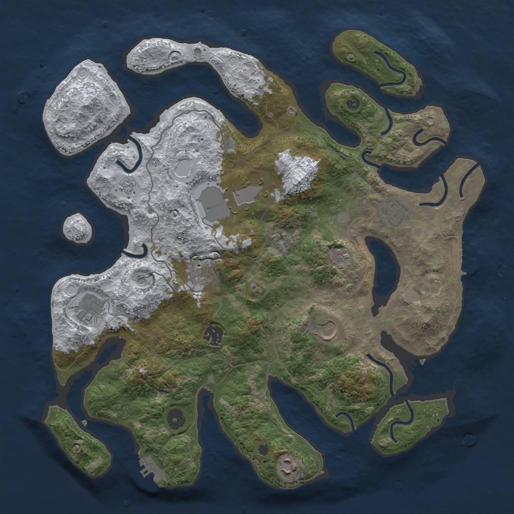 Rust Map: Procedural Map, Size: 4000, Seed: 800155, 17 Monuments