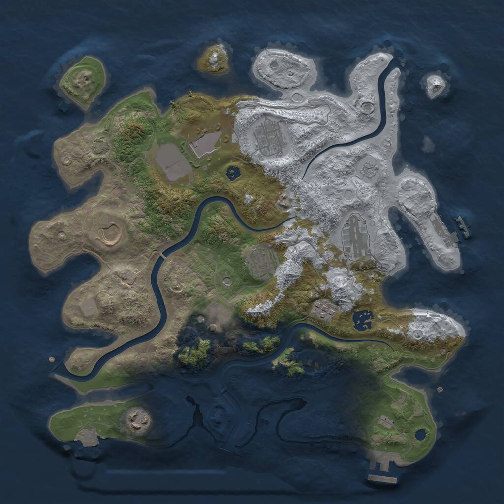 Rust Map: Procedural Map, Size: 3550, Seed: 53538, 15 Monuments