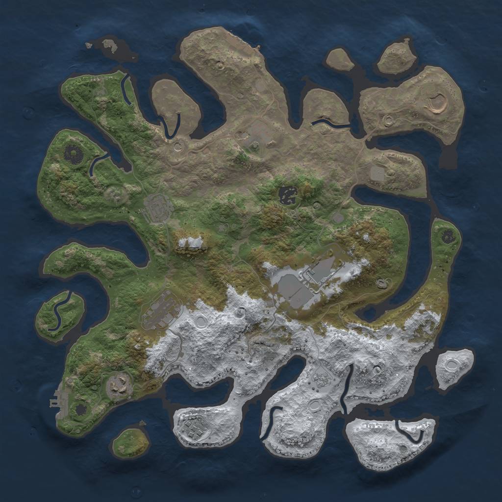 Rust Map: Procedural Map, Size: 3800, Seed: 3627210, 17 Monuments