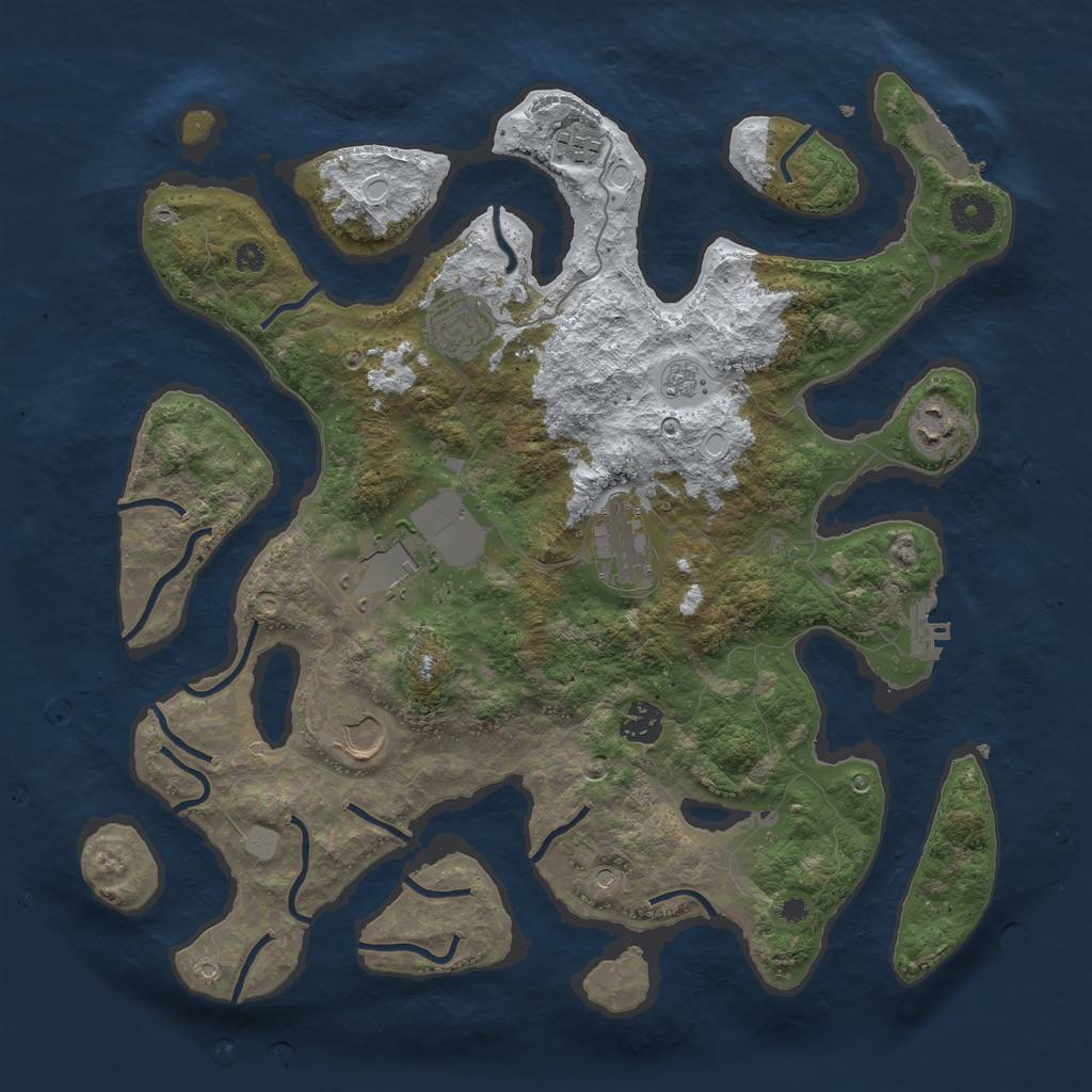 Rust Map: Procedural Map, Size: 3800, Seed: 407449, 16 Monuments