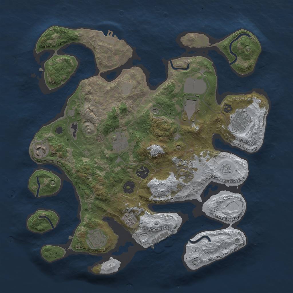 Rust Map: Procedural Map, Size: 3500, Seed: 2484054, 17 Monuments