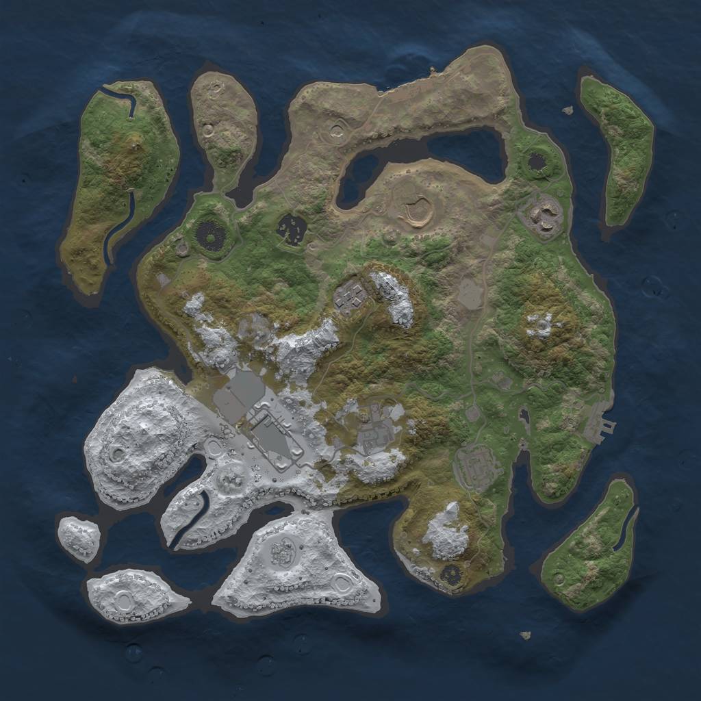Rust Map: Procedural Map, Size: 3500, Seed: 6036154, 16 Monuments