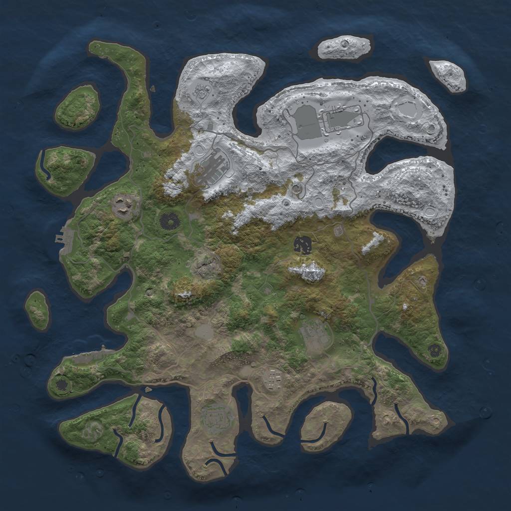Rust Map: Procedural Map, Size: 4000, Seed: 123672, 16 Monuments