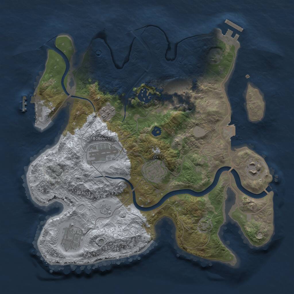 Rust Map: Procedural Map, Size: 3000, Seed: 73755, 12 Monuments