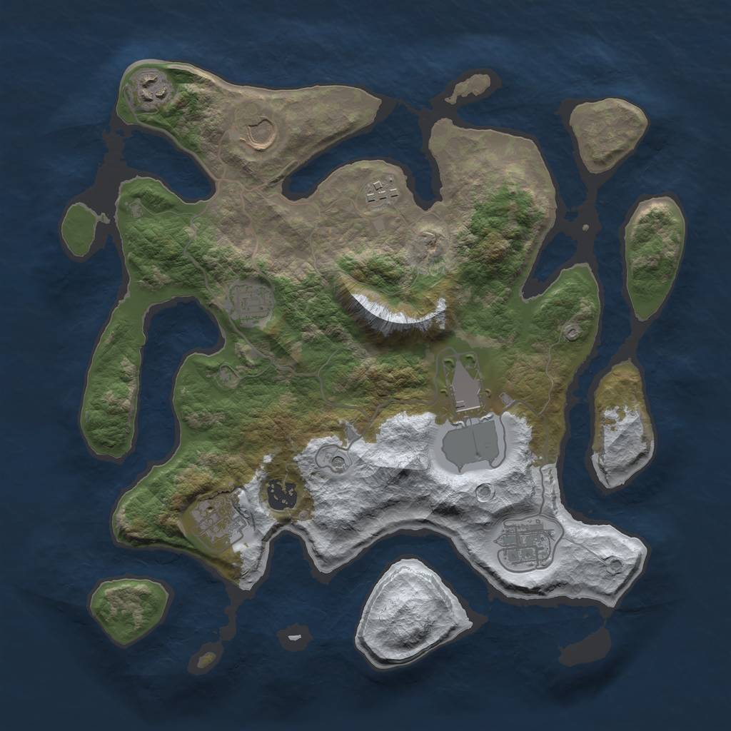 Rust Map: Barren, Size: 3500, Seed: 4502411, 11 Monuments
