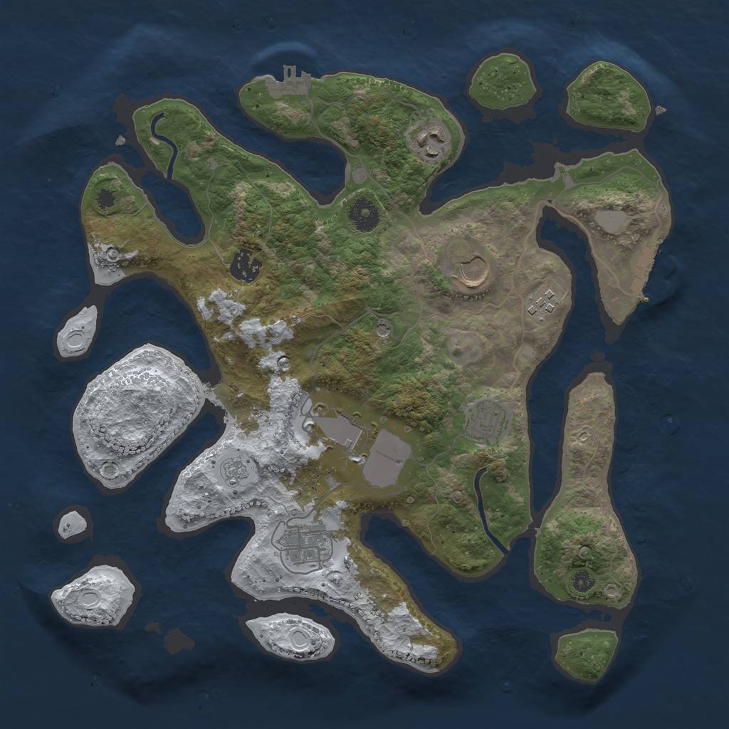 Rust Map: Procedural Map, Size: 3500, Seed: 682194, 16 Monuments