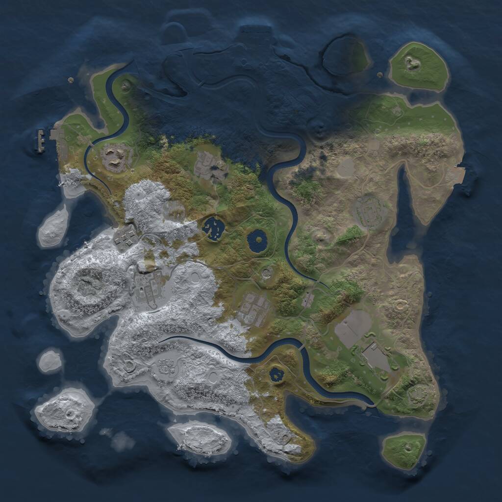 Rust Map: Procedural Map, Size: 3500, Seed: 682194, 14 Monuments