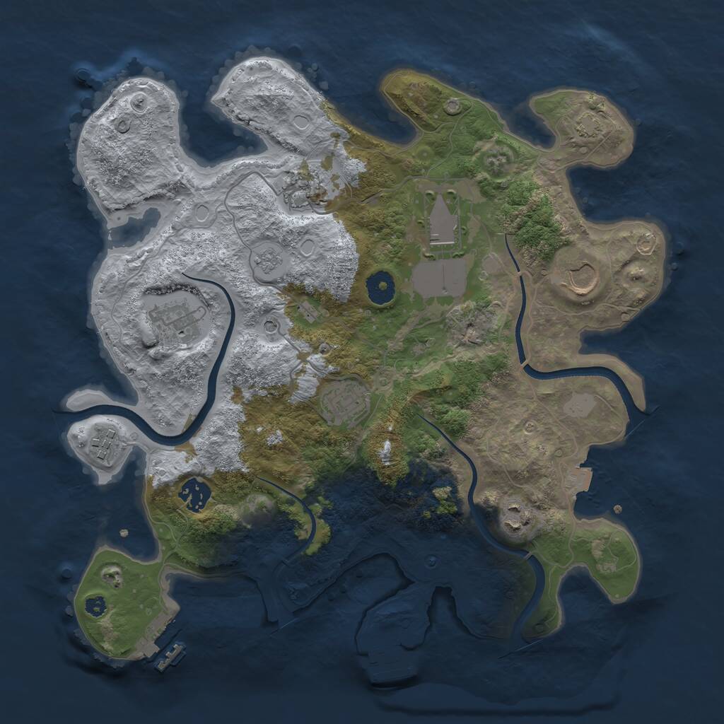 Rust Map: Procedural Map, Size: 3500, Seed: 2301746, 14 Monuments