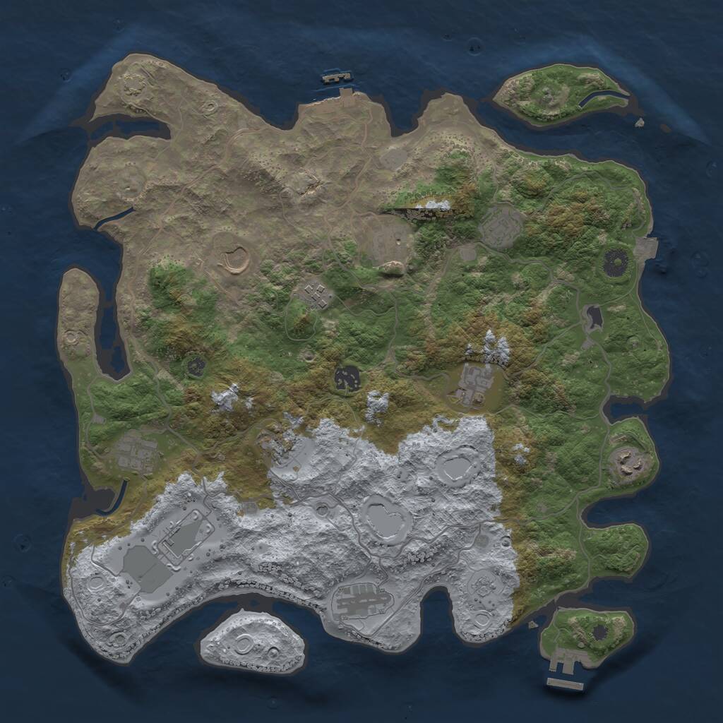 Rust Map: Procedural Map, Size: 4000, Seed: 752497845, 17 Monuments