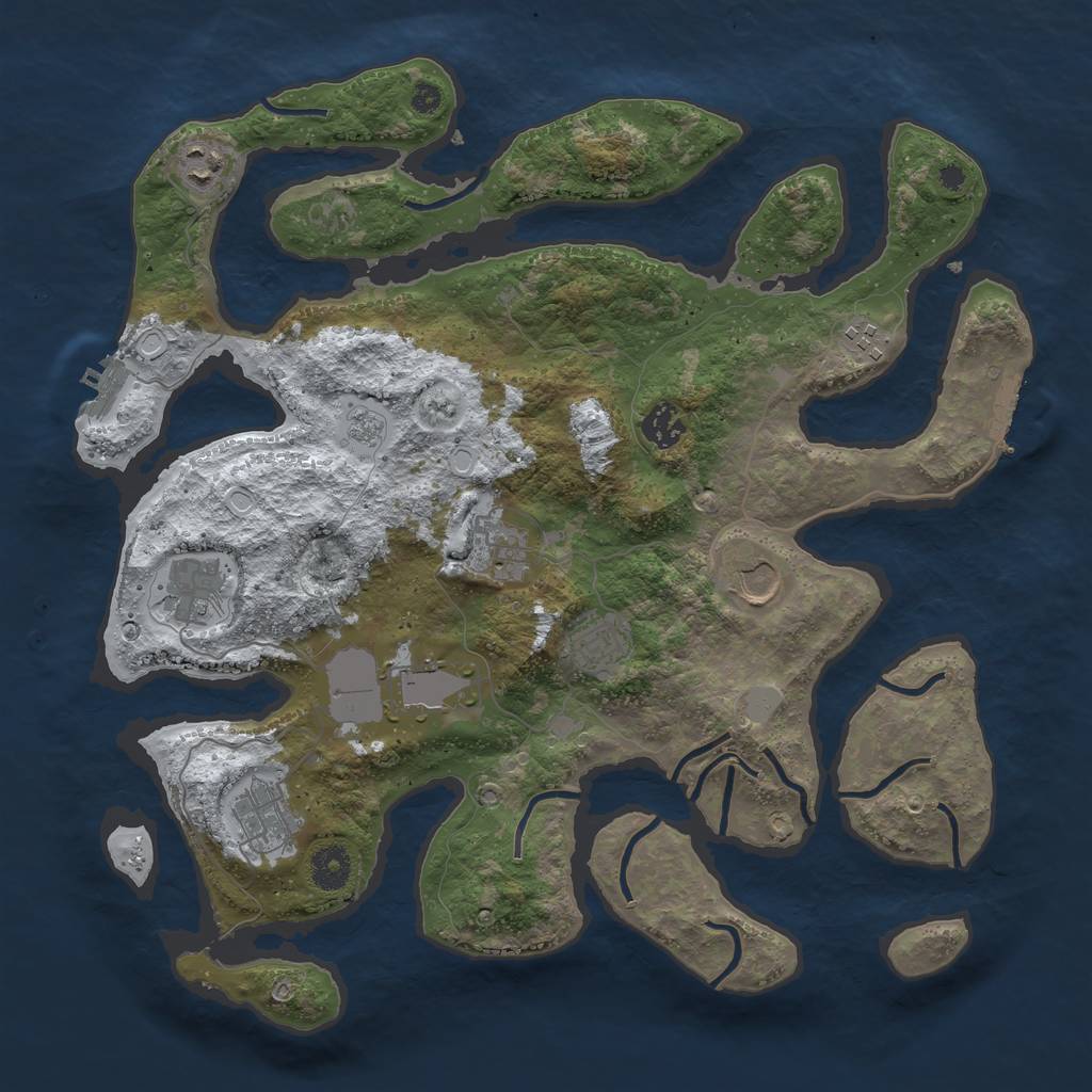 Rust Map: Procedural Map, Size: 3800, Seed: 3561541, 17 Monuments