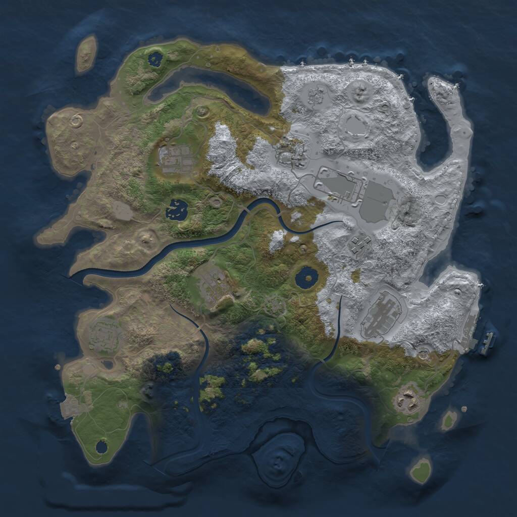 Rust Map: Procedural Map, Size: 3500, Seed: 2200311, 14 Monuments