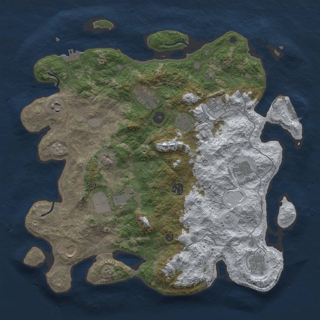 Rust Map: Procedural Map, Size: 4000, Seed: 744425, 19 Monuments