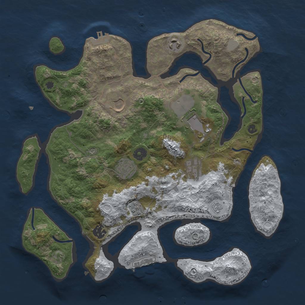 Rust Map: Procedural Map, Size: 3500, Seed: 2177910, 16 Monuments