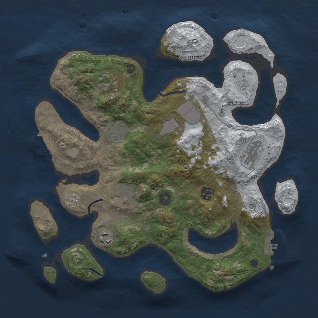 Rust Map: Procedural Map, Size: 3500, Seed: 1820560, 17 Monuments