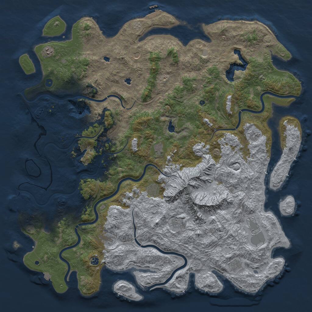 Rust Map: Procedural Map, Size: 6000, Seed: 109329859, 17 Monuments