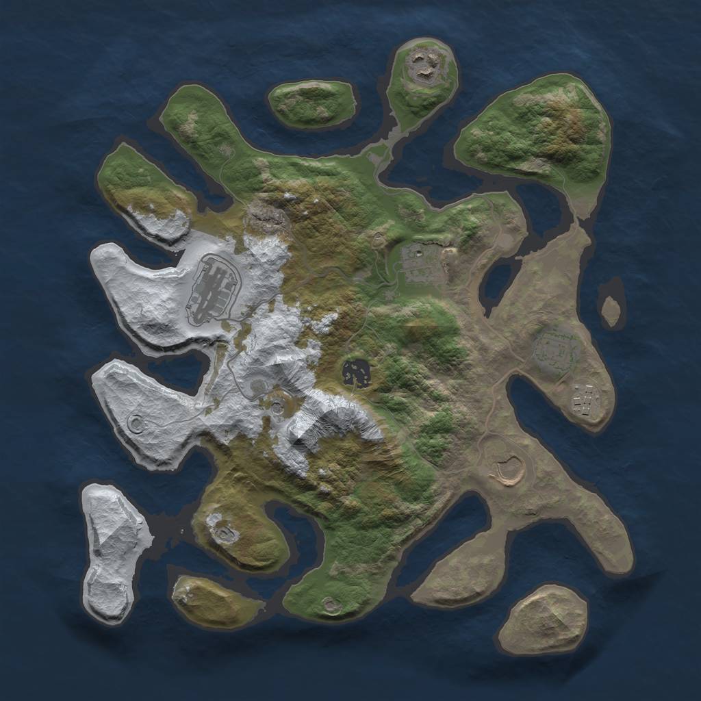 Rust Map: Barren, Size: 3500, Seed: 1336008, 10 Monuments