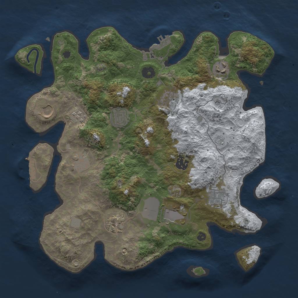 Rust Map: Procedural Map, Size: 3500, Seed: 3583674, 19 Monuments