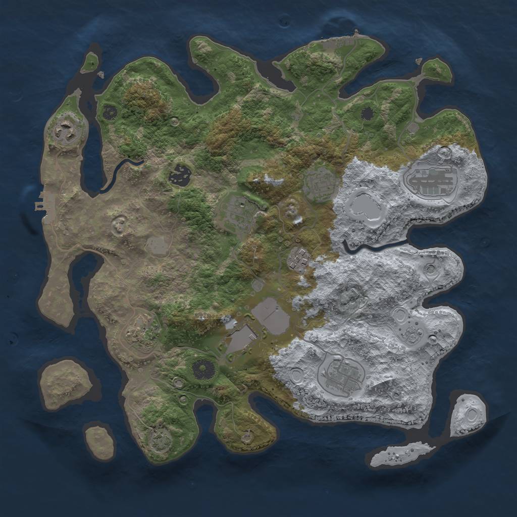 Rust Map: Procedural Map, Size: 3550, Seed: 623502, 17 Monuments