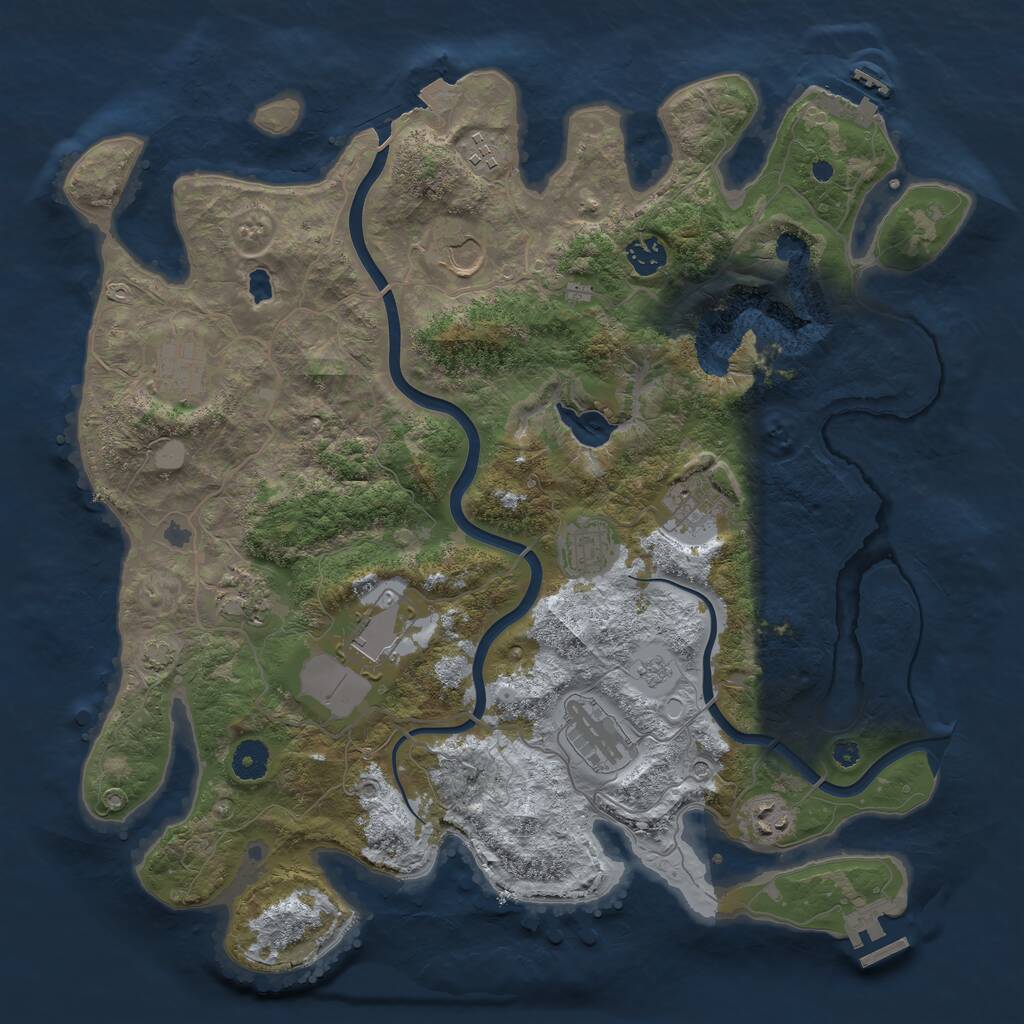Rust Map: Procedural Map, Size: 4000, Seed: 849918, 16 Monuments