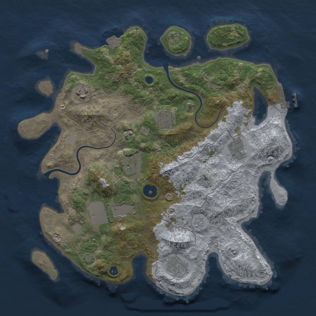 Rust Map: Procedural Map, Size: 3500, Seed: 3798606, 11 Monuments