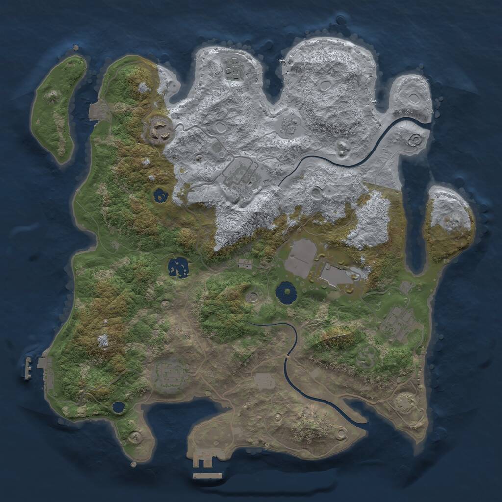 Rust Map: Procedural Map, Size: 3500, Seed: 3019782, 13 Monuments