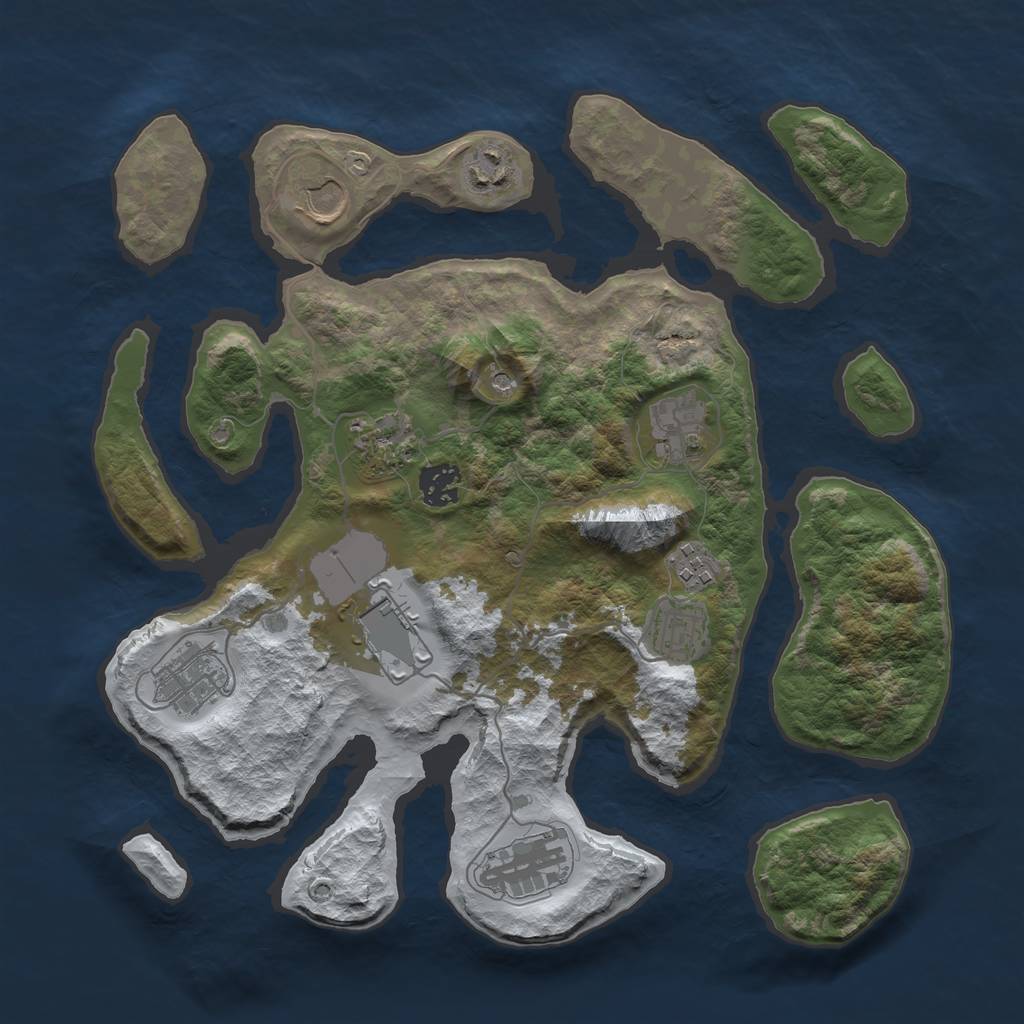 Rust Map: Barren, Size: 3500, Seed: 79661, 13 Monuments