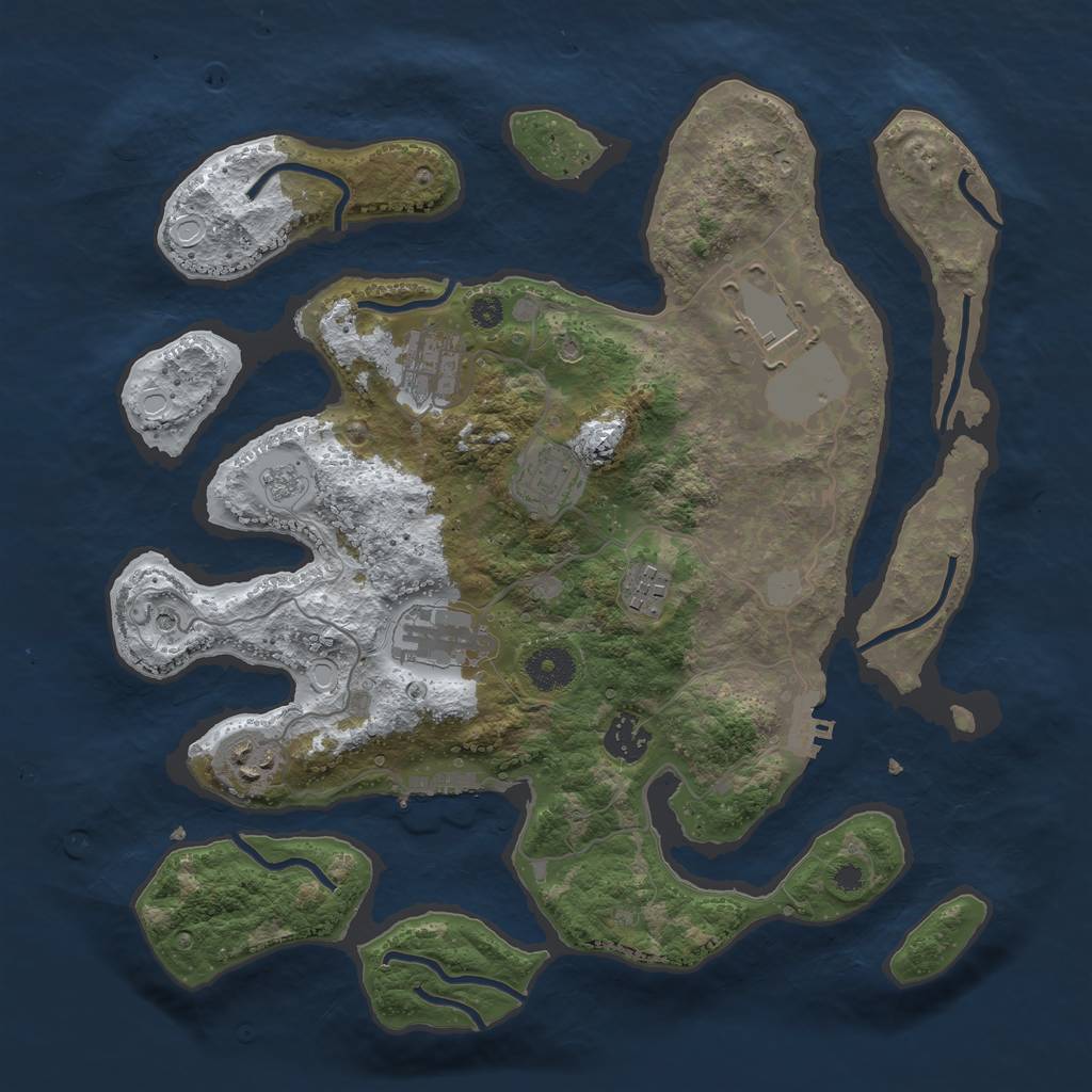 Rust Map: Procedural Map, Size: 3550, Seed: 463405, 16 Monuments