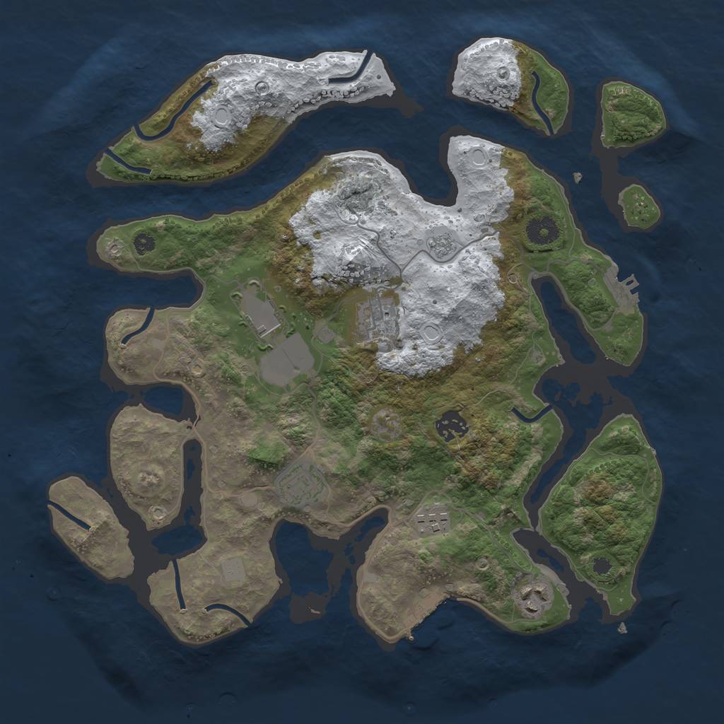 Rust Map: Procedural Map, Size: 3550, Seed: 790575, 14 Monuments