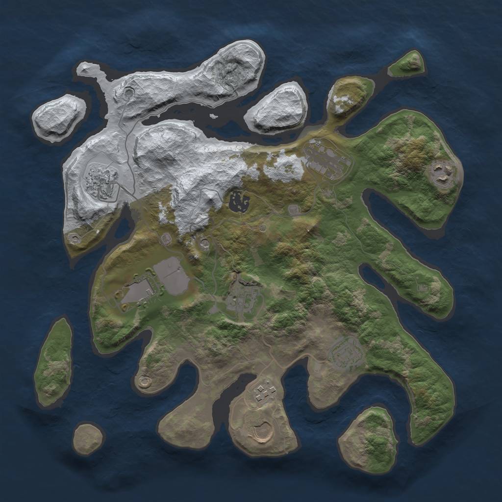 Rust Map: Barren, Size: 3500, Seed: 2090636, 12 Monuments