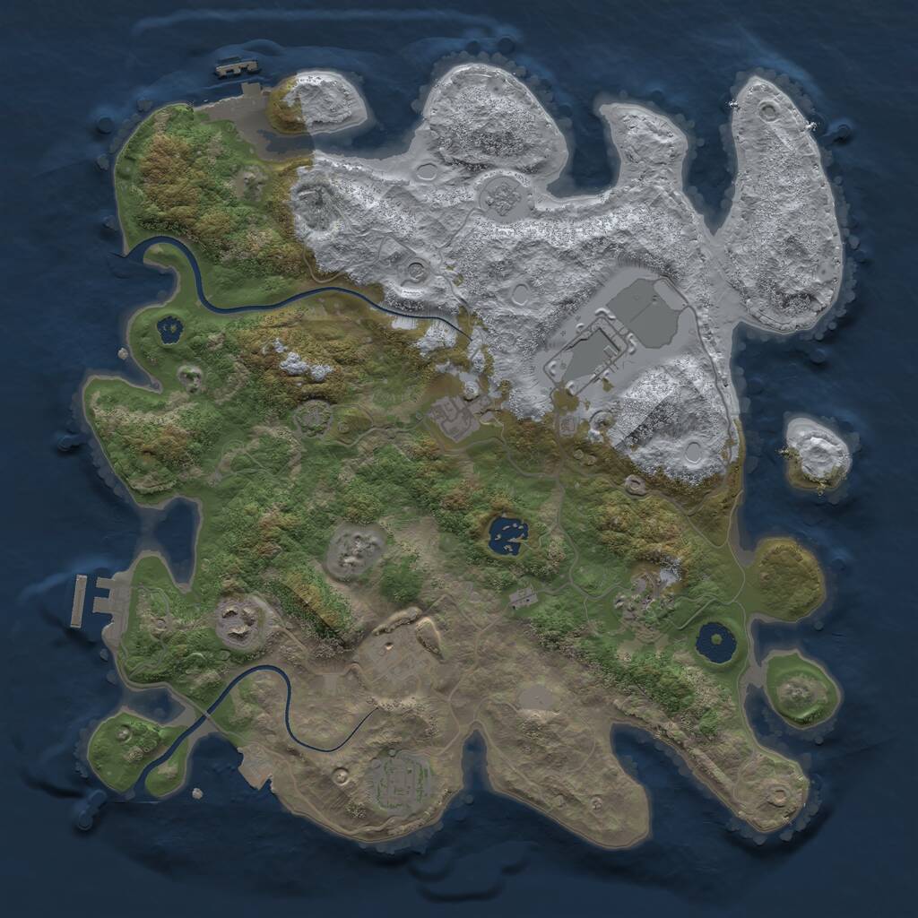 Rust Map: Procedural Map, Size: 3500, Seed: 3172993, 13 Monuments
