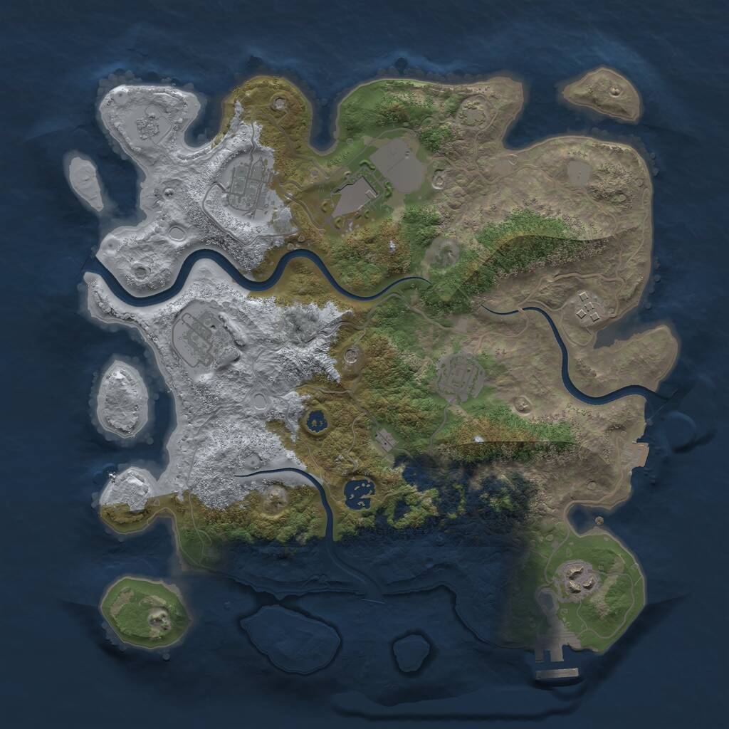 Rust Map: Procedural Map, Size: 3500, Seed: 1350717, 12 Monuments