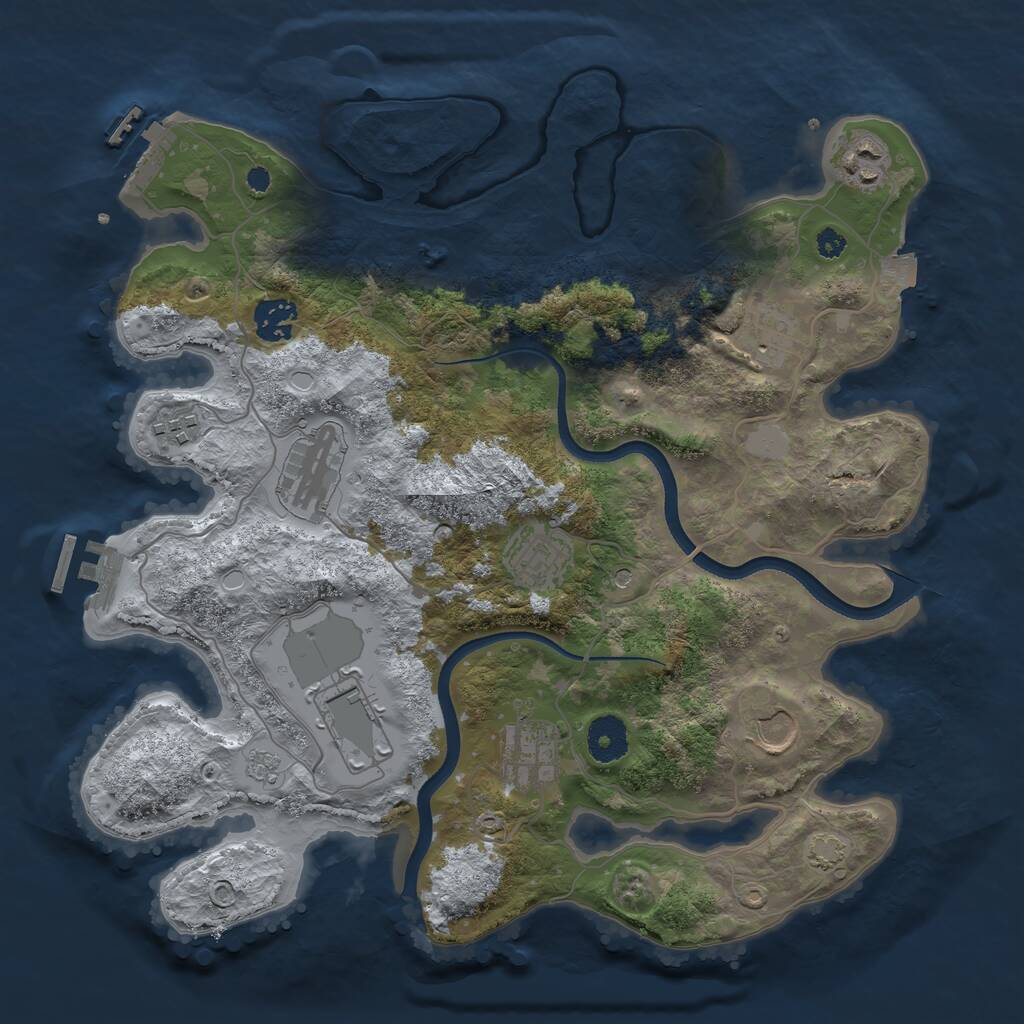 Rust Map: Procedural Map, Size: 3500, Seed: 749605, 15 Monuments