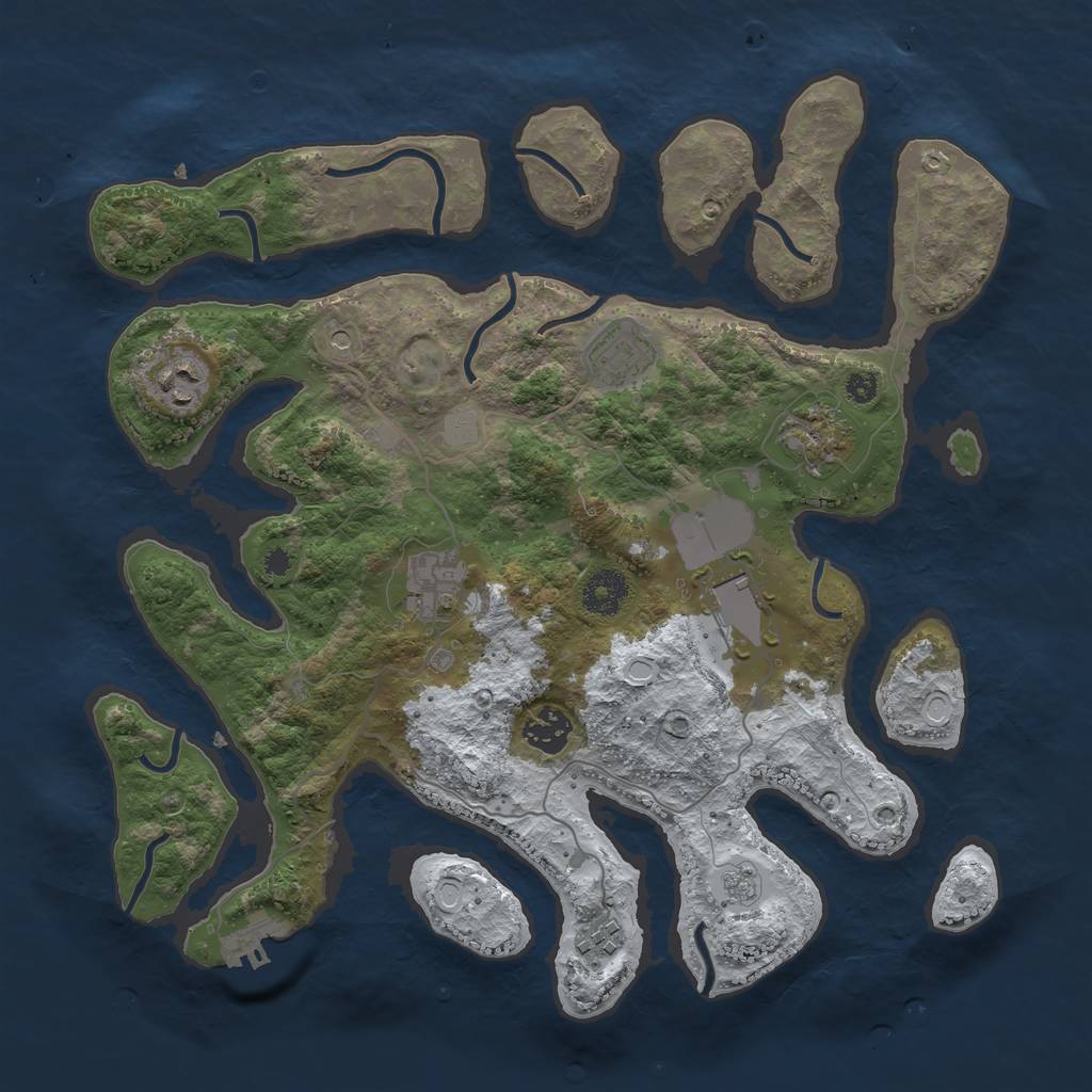 Rust Map: Procedural Map, Size: 3550, Seed: 405736, 15 Monuments