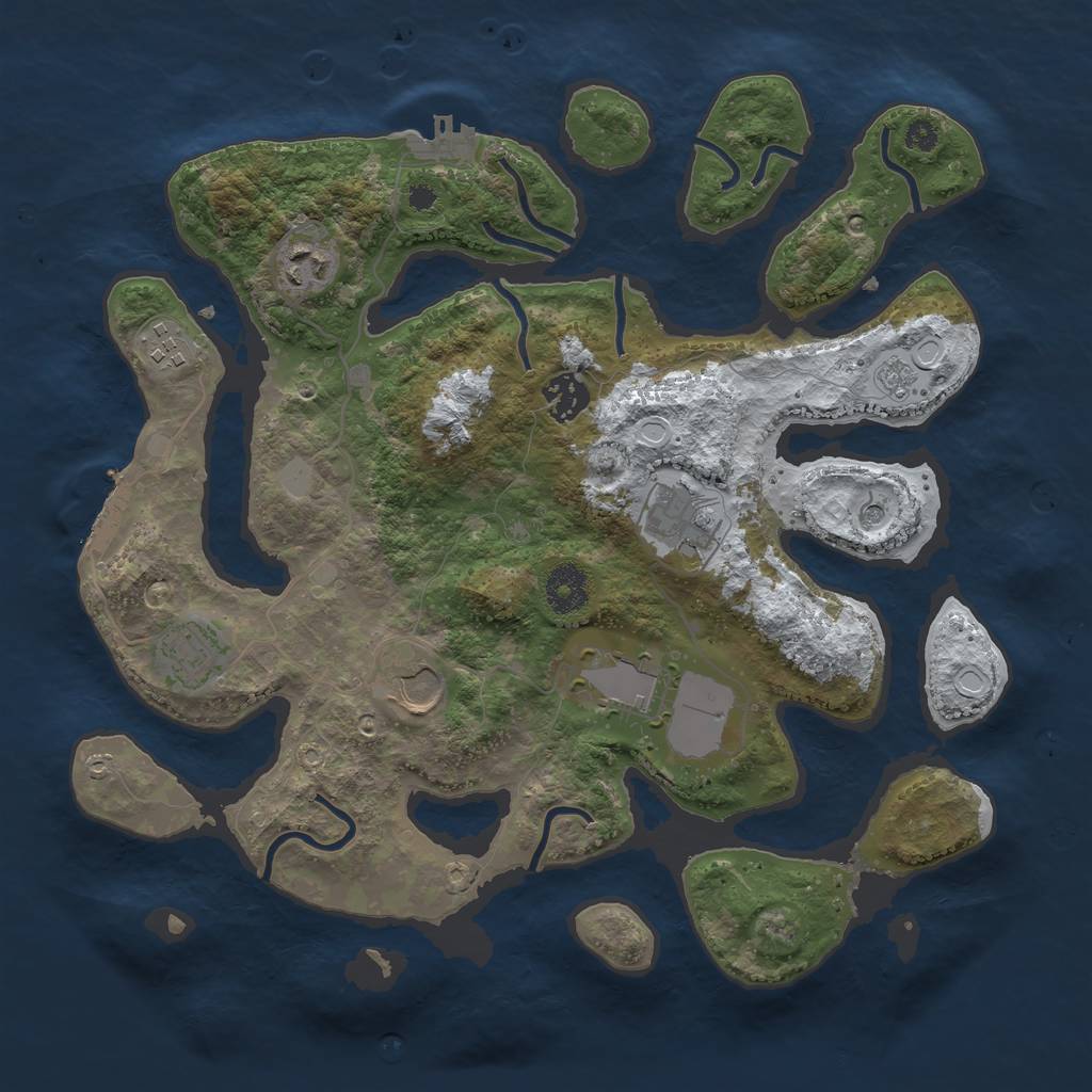 Rust Map: Procedural Map, Size: 3500, Seed: 5055061, 16 Monuments