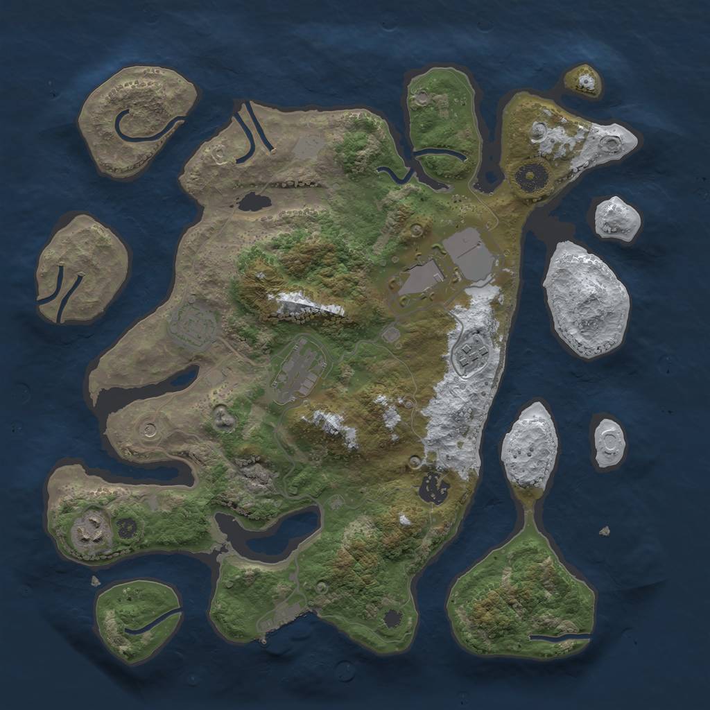 Rust Map: Procedural Map, Size: 3500, Seed: 340401, 13 Monuments