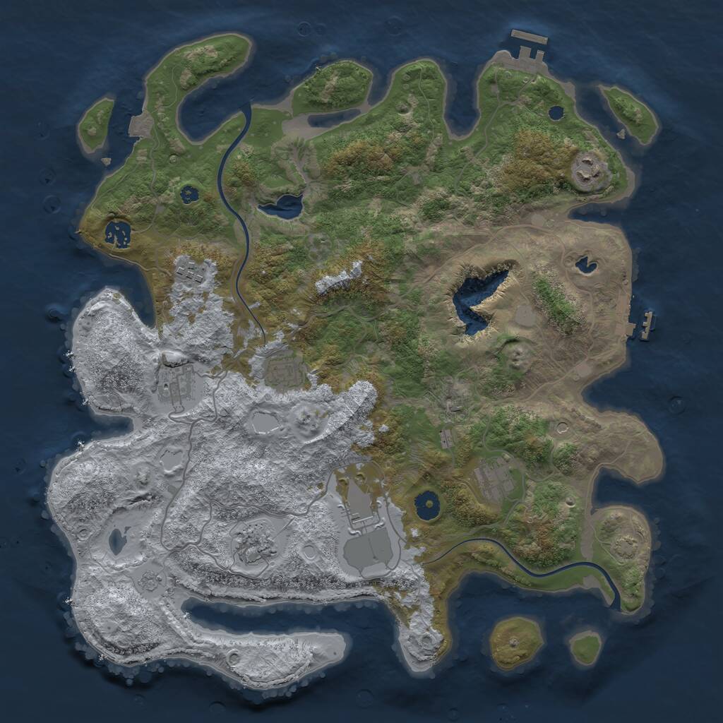Rust Map: Procedural Map, Size: 4000, Seed: 776858, 14 Monuments