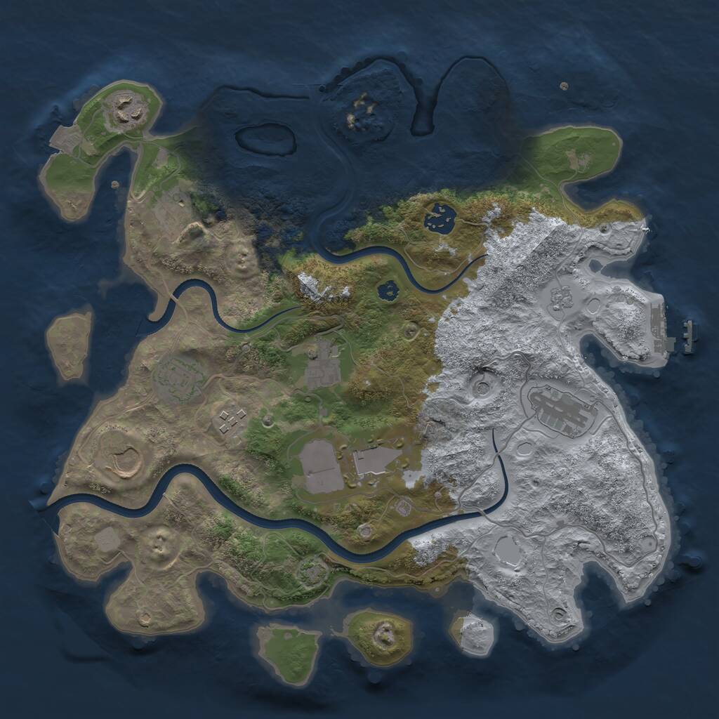 Rust Map: Procedural Map, Size: 3500, Seed: 1631161, 14 Monuments