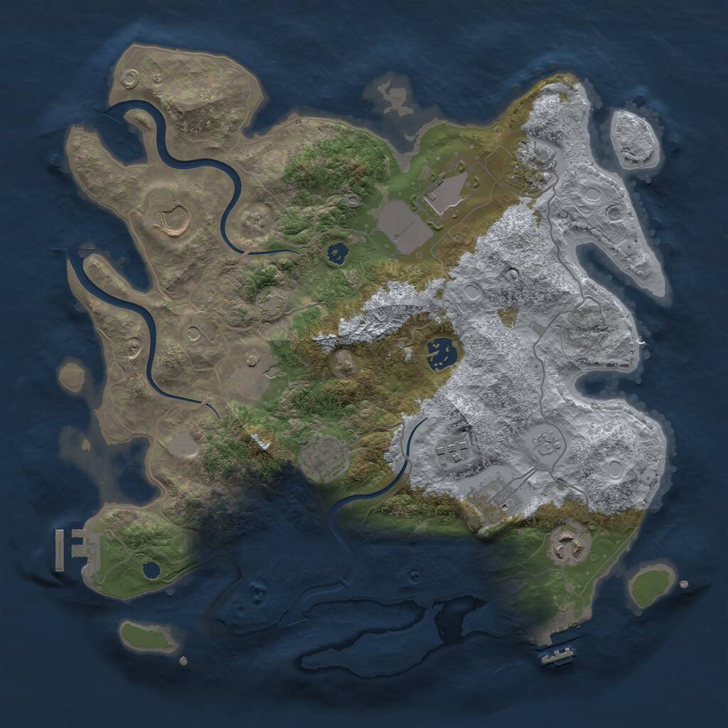 Rust Map: Procedural Map, Size: 3500, Seed: 5438514, 15 Monuments