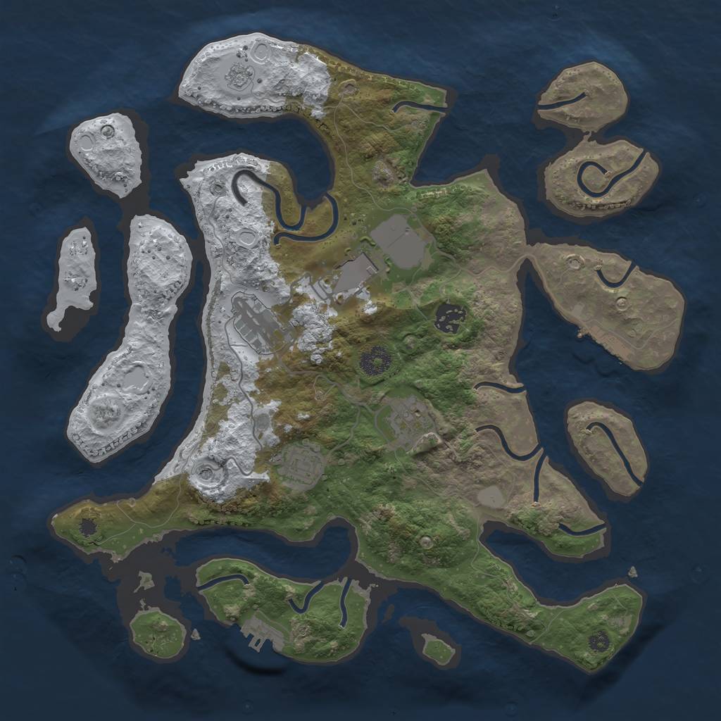 Rust Map: Procedural Map, Size: 3500, Seed: 3268723, 14 Monuments