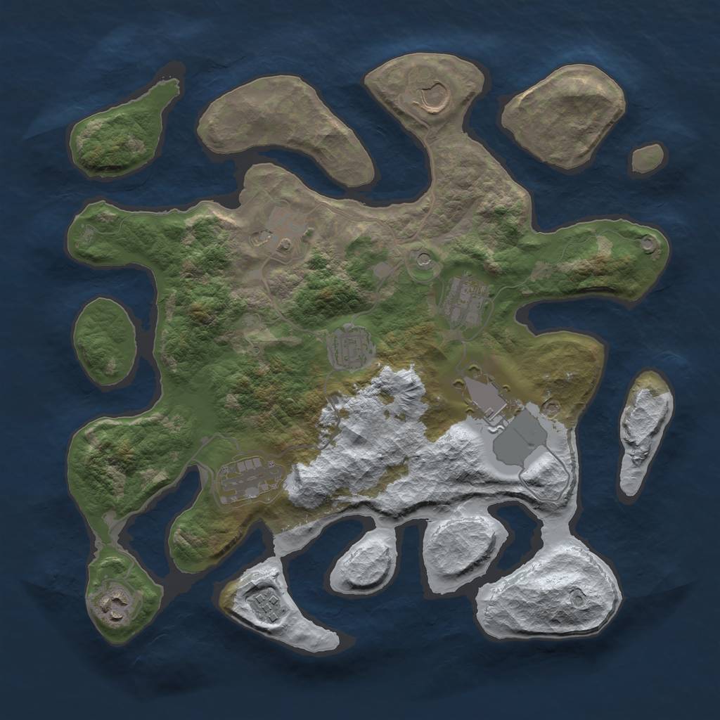 Rust Map: Barren, Size: 3500, Seed: 5456200, 11 Monuments