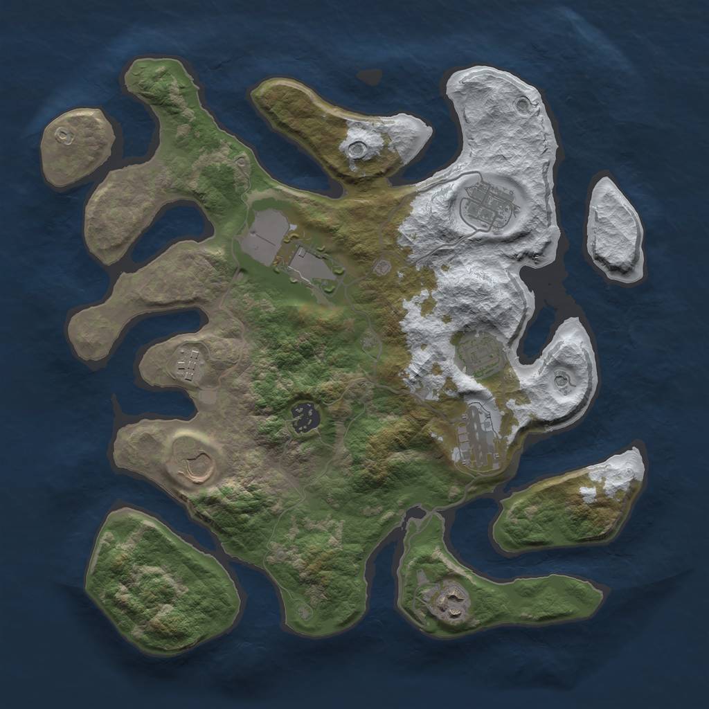 Rust Map: Barren, Size: 3500, Seed: 3554127, 11 Monuments