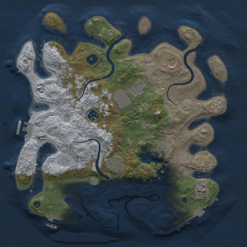 Rust Map: Procedural Map, Size: 3500, Seed: 1307969, 14 Monuments