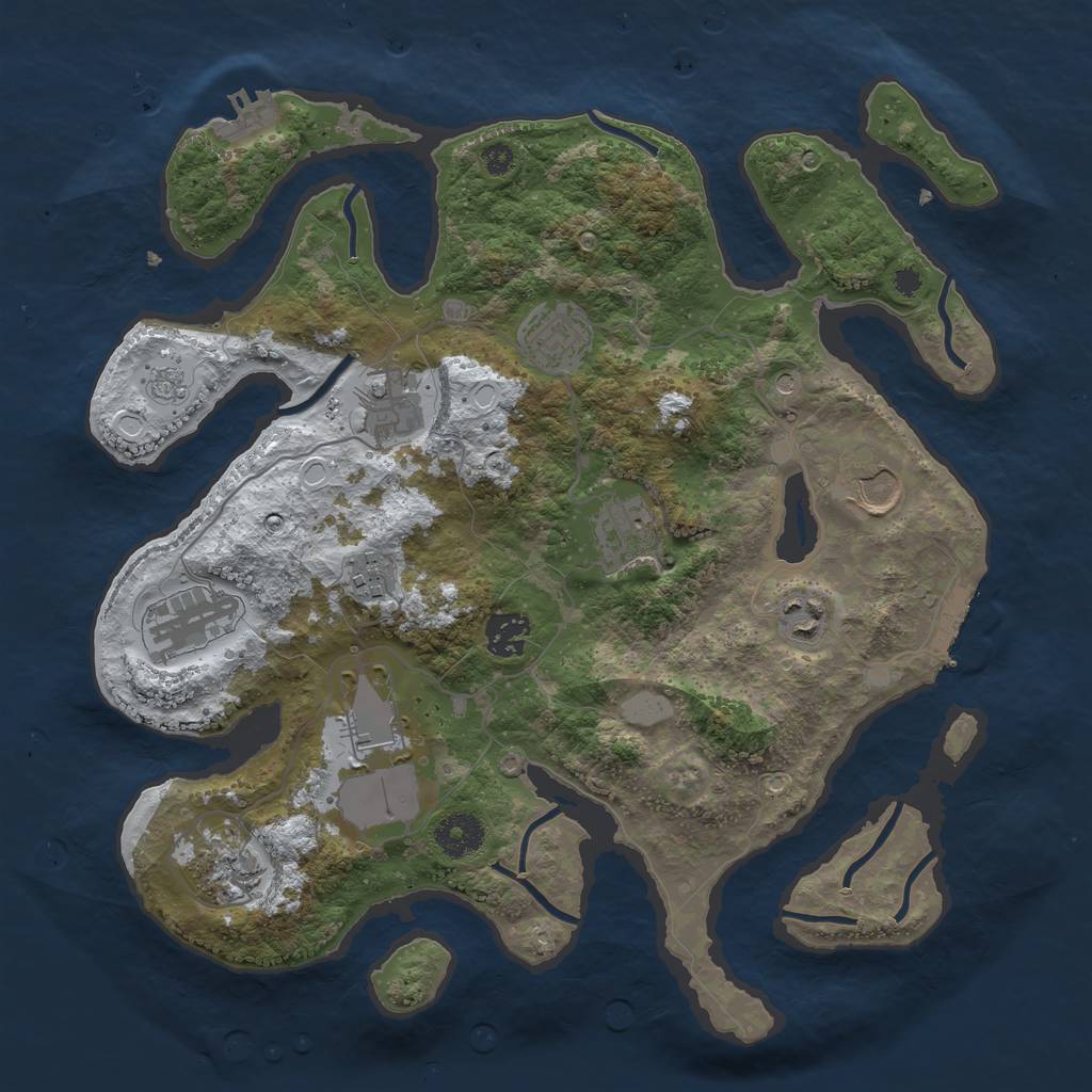 Rust Map: Procedural Map, Size: 3550, Seed: 419047, 19 Monuments