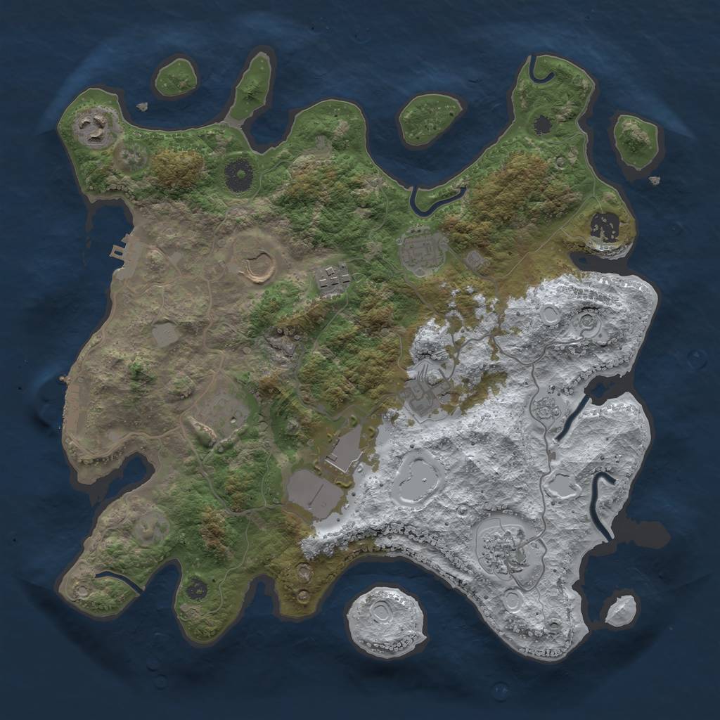 Rust Map: Procedural Map, Size: 3500, Seed: 556729, 18 Monuments
