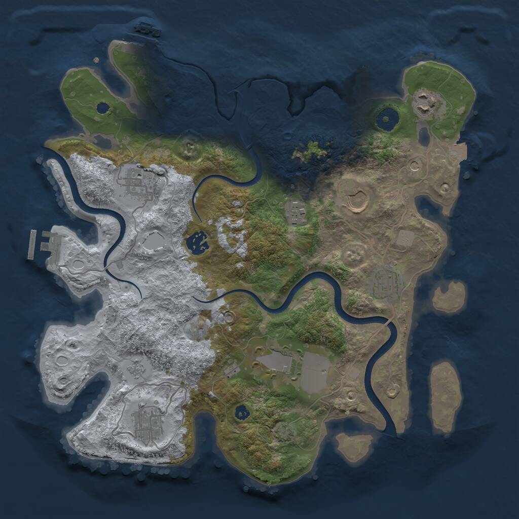 Rust Map: Procedural Map, Size: 3500, Seed: 1136974, 14 Monuments