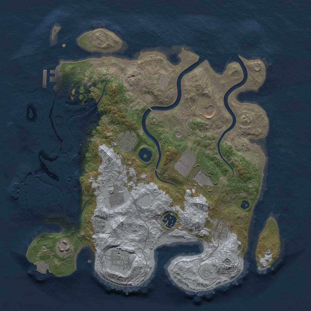 Rust Map: Procedural Map, Size: 3500, Seed: 13690, 15 Monuments