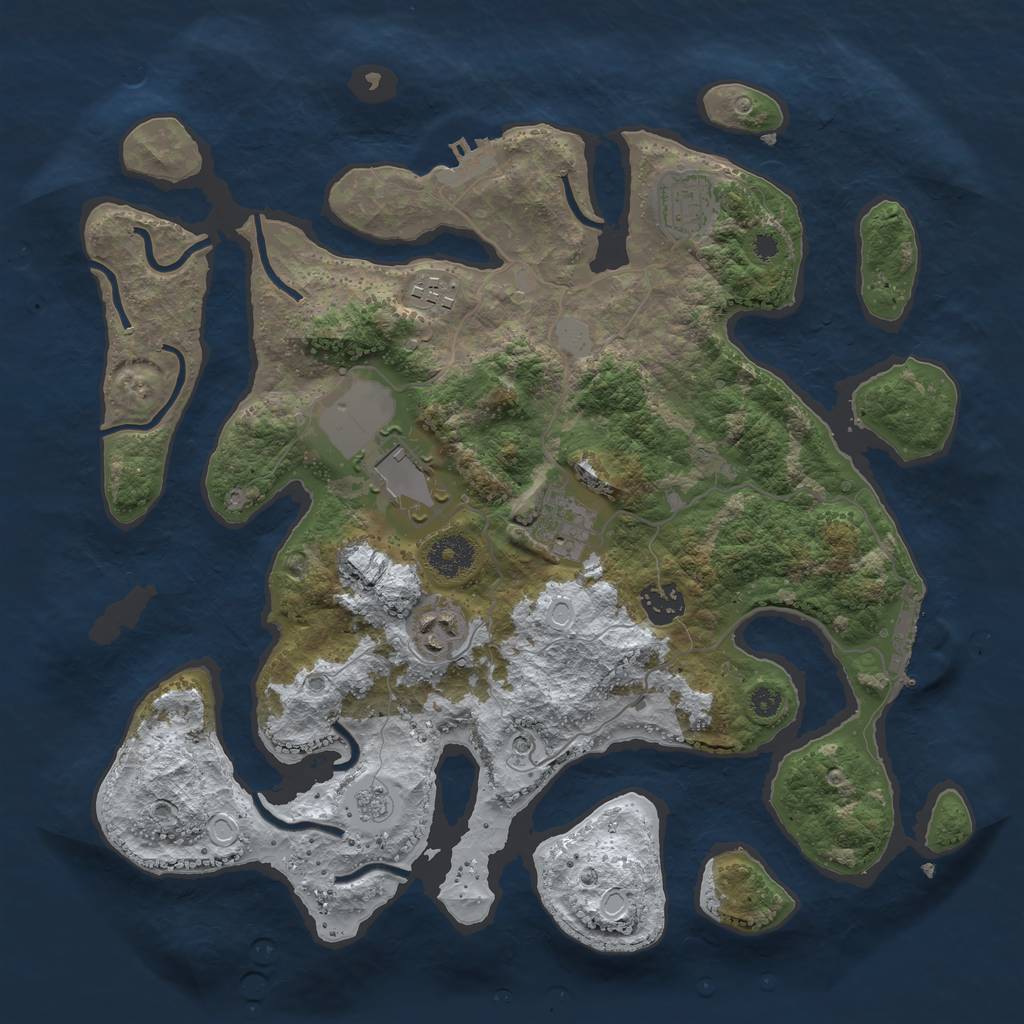 Rust Map: Procedural Map, Size: 3550, Seed: 944639, 15 Monuments